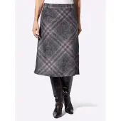 Casual Looks Karorock , Damen, Gr. 48, grau (lila, schwarz, kariert), 93% Polyester, 7% Viskose, gemustert, kariert, mehrfarbig, wadenlang, Röcke Karorock
