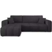 Fun-Möbel Ecksofa mit Schlaffunktion Sofa DAGNY in Stoff Poso Schwarz Ottomane Links