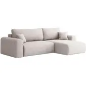 Fun-Möbel Ecksofa Schlafsofa FLORA Stoff Verita Beige Ottomane Rechts