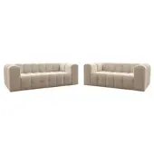 Fun-Möbel Sofaset Designersofa SOLVIE 3-4 in Stoff Tiffani Beige