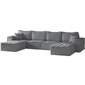 Fun-Möbel Wohnlandschaft Sofa U-Form Modulsofa-Set 4-teilig SANDE Stoff Alpine Anthrazit