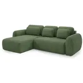 Fun-Möbel Ecksofa Schlafsofa Sofa GASTON in Stoff Puente Grün Ottomane Links