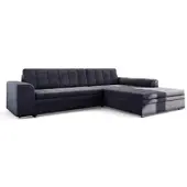 Fun-Möbel Ecksofa Schlafsofa Sofa LUSAKA in Stoff Fresh Schwarz Ottomane Rechts