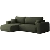 Fun-Möbel Ecksofa Schlafsofa FLORA Stoff Verita Dunkelgrün Ottomane Links