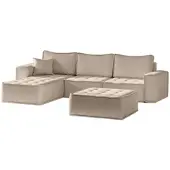 Fun-Möbel Ecksofa Modulsofa 4-teilig SANDE Stoff Alpine Toffee Ottomane Links