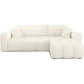 Fun-Möbel Ecksofa mit Schlaffunktion Sofa DAGNY in Stoff Poso Creme Ottomane Rechts