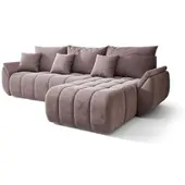 Fun-Möbel Ecksofa Schlafsofa LOUISE Stoff Monolith Flieder Ottomane Rechts