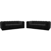 Fun-Möbel Sofaset Designersofa SOLVIE 3-3 in Stoff Tiffani Schwarz