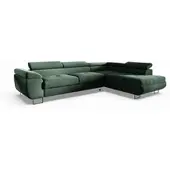 Fun-Möbel Ecksofa mit Schlaffunktion DECLAN Stoff Poso Grün Ottomane Rechts