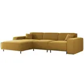 Fun-Möbel Ecksofa Designersofa GLORIA in Stoff Tiffani Honiggelb Ottomane Links