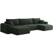 Fun-Möbel Wohnlandschaft Sofa mit Schlaffunktion FLORA Stoff Poso Grün