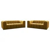 Fun-Möbel Sofaset Designersofa SOLVIE 3-4 in Stoff Tiffani Honiggelb