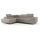 Fun-Möbel Ecksofa Schlafsofa Sofa MONARO Stoff Monolith Hellgrau Ottomane Links