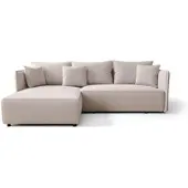 Fun-Möbel Ecksofa Schlafsofa EVORA Stoff Poso Altweiß Ottomane Links