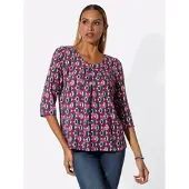 Création L Druckbluse , Damen, Gr. 46, pink (erika, malve, bedruckt), 100% Viskose, gemustert, Rundhals, Blusen Druckbluse