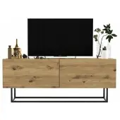 Meble Lindner Loft TV-Schrank TV-Lowboard Enjoy Zweitürig Schwarze Metall Fußgestell Modern Lindner Möbel 120cm x 46cm x 35cm Farbe: Eiche artisan matt