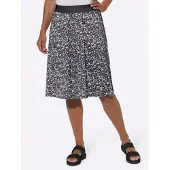 Witt Schlupfrock "Jersey-Rock Jerseyrock im Doppelpack 2 Stück", Damen, Gr. 44, schwarz-weiß (schwarz, schwarz, weiß, bedruckt), Jersey, , Basic, Röcke Schlupfrock