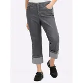 Sheego 7/8-Jeans , Damen, Gr. 52, Normalgrößen, grau (grau, denim), 99% Baumwolle, 1% Elasthan, unifarben, 7/8-Länge, Jeans 7/8-Jeans