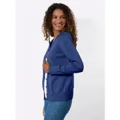Casual Looks Strickjacke , Damen, Gr. 50, blau (royalblau), 100% Baumwolle, unifarben, Strickjacken Strickjacke