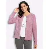 Inspirationen Strickjacke , Damen, Gr. 48, rosé, 50% Baumwolle, 50% Polyacryl, unifarben, Strickjacken Strickjacke