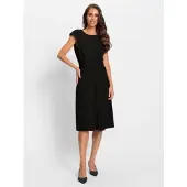 HEINE Jerseykleid "Jersey-Kleid", Damen, Gr. 40, Normalgrößen, schwarz, 70% Viskose, 25% Polyamid, 5% Elasthan, unifarben, knielang, Rundhals, Kleider Jerseykleid