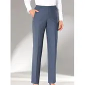 Adelina Webhose , Damen, Gr. 54, Normalgrößen, blau (rauchblau, meliert), 66% Polyester, 32% Viskose, 2% Elasthan, meliert, lang, Hosen Webhose