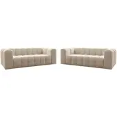 Fun-Möbel Sofaset Designersofa SOLVIE 3-3 in Stoff Tiffani Beige