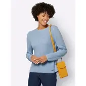 Casual Looks Strickpullover "Pullover", Damen, Gr. 48, blau (eisblau, ecru, meliert), 76% Polyacryl, 24% Baumwolle, meliert, unifarben, Pullover Strickpullover