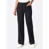 Inspirationen Schlupfjeans , Damen, Gr. 38, Normalgrößen, schwarz (schwarz denim), 98% Baumwolle, 2% Elasthan, unifarben, lang, Jeans Schlupfjeans