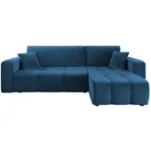 Fun-Möbel Ecksofa mit Schlaffunktion Sofa DAGNY in Stoff Kronos Blau Ottomane Rechts