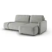 Fun-Möbel Ecksofa mit Schlaffunktion Sofa LUKA in Stoff Cremona Hellgrau Ottomane Rechts