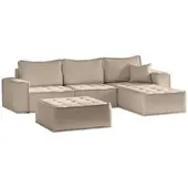 Fun-Möbel Ecksofa Modulsofa 4-teilig SANDE Stoff Alpine Toffee Ottomane Rechts