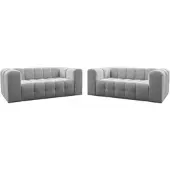 Fun-Möbel Sofaset Designersofa SOLVIE 2-2 in Stoff Moly Hellgrau