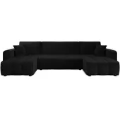 Fun-Möbel Wohnlandschaft mit Schlaffunktion DAGNY Sofa U-Form in Stoff Kronos Schwarz