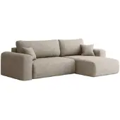 Fun-Möbel Ecksofa Schlafsofa FLORA Stoff Verita Dunkelbeige Ottomane Rechts