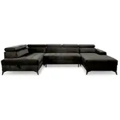 Fun-Möbel Wohnlandschaft Schlafsofa AGNESA Stoff Salvador Schwarz Ottomane Rechts