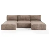 Fun-Möbel Wohnlandschaft Sofa mit Schlaffunktion NATALIA in Stoff Tilia Beige