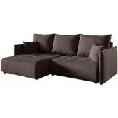 Fun-Möbel Ecksofa Schlafsofa CANIO Stoff Monolith Dunkelbraun Ottomane Links
