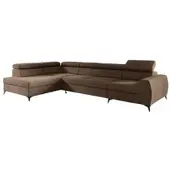 Fun-Möbel Ecksofa Schlafsofa Sofa TORONTO XL Stoff Element Schokobraun Ottomane Links