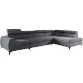 Fun-Möbel Ecksofa Schlafsofa Sofa TORONTO XL Stoff Element Grau Ottomane Rechts