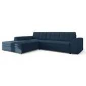 Fun-Möbel Ecksofa Schlafsofa Sofa LUSAKA in Stoff Lincoln Dunkelblau Ottomane Links