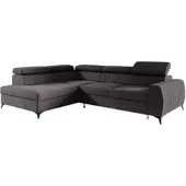Fun-Möbel Ecksofa Schlafsofa Sofa TORONTO Stoff Element Schwarz Ottomane Links