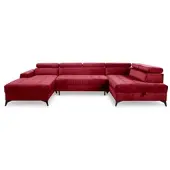 Fun-Möbel Wohnlandschaft Schlafsofa AGNESA Stoff Salvador Weinrot Ottomane Links