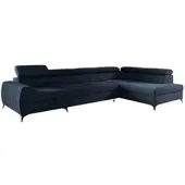 Fun-Möbel Ecksofa Schlafsofa Sofa TORONTO XL Stoff Element Blau Ottomane Rechts