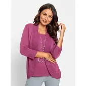 Lady 2-in-1-Pullover "Pullover", Damen, Gr. 54, lila (erika), 100% Polyacryl, unifarben, Pullover 2-in-1-Pullover
