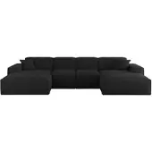 Fun-Möbel Wohnlandschaft Sofa U-Form CELES PREMIUM XS in Stoff Sven Schwarz