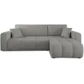 Fun-Möbel Ecksofa mit Schlaffunktion Sofa DAGNY in Stoff Cosmic Hellgrau Ottomane Rechts