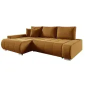 Fun-Möbel Ecksofa Schlafsofa ELMO Stoff Monolith Honiggelb Ottomane Links