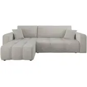 Fun-Möbel Ecksofa mit Schlaffunktion Sofa DAGNY in Stoff Poso Hellgrau Ottomane Links