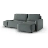 Fun-Möbel Ecksofa mit Schlaffunktion Sofa LUKA in Stoff Cremona Dunkelgrau Ottomane Rechts